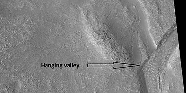 Channel with hanging valley, as seen by HiRISE under HiWish program