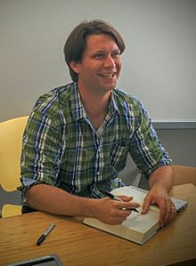 Vance at a signing for his book, Elon Musk