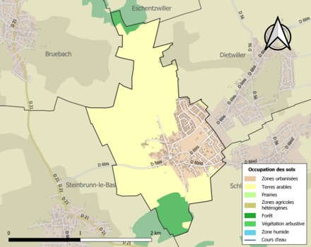 Carte en couleurs présentant l'occupation des sols.