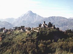 Tuscan landscape near Barga between the Apuan Alps and the Apennine Mountains