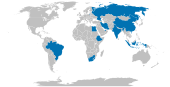 Carte des BRICS en 2024.