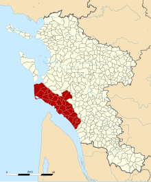 Carte de la communauté d'agglomération Royan Atlantique au sein de la Charente-Maritime