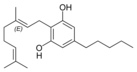 Estructura química del cannabigerol.