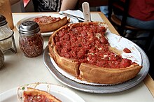 A deep-dish pizza from Zachary's Pizza in Oakland, California