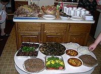 Typical Assyrian cuisine; an example of a type of meal found in West Asia