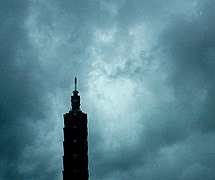 A typhoon makes landfall in Taipei City