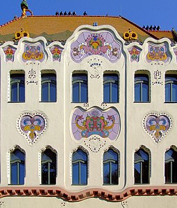 Façade detail of Cifrapalota in Kecskemét (1902)