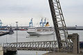 Cruise ship leaving the port.