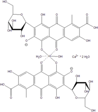 Estructura de la carmina, complejo del ácido carmínico con aluminio.