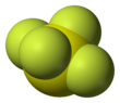 Space-filling model of sulfur tetrafluoride