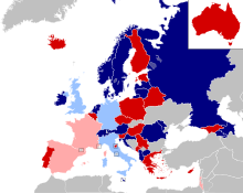 Carte montrant la répartition des pays dans chaque demi-finale.