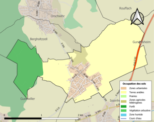 Carte en couleurs présentant l'occupation des sols.