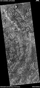 Concentric bands that may have been produced by the waves of a tsunami. Image is from HiRISE under the HiWish program.