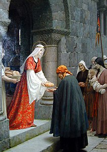 La charité de sainte Élisabeth, Edmund Blair Leighton (1915), Collection de Fred et Sherry Ross.