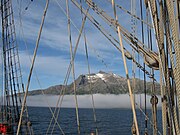 Snow on the peaks at the North Cape-Norway on Aug 26, 2009