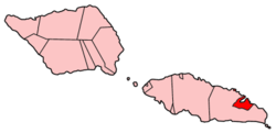 Map of Samoa showing Va'a-o-Fonoti district.