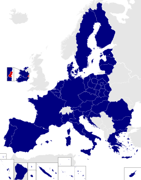 Map of the European Parliament constituencies with Dublin highlighted in red