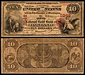 A National Gold Bank Note sorozatba tartozó, a First National Gold Bank of Oakland (Charter 2248) által 1875-ben kibocsátott 10 dolláros bankjegy.