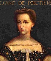 Portrait d'une femme, de face, couronnée d'un diadème, légende : Diane de poictiers.