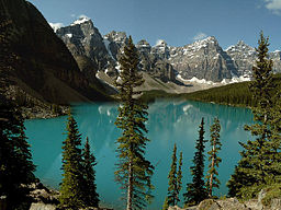 Moraine Lake och Valley of the Ten Peaks, Banffs nationalpark, Alberta, Kanada.