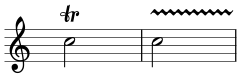 Portée de musique montrant la notation d'un trille.