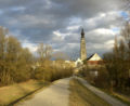 Braunau am Inn. View from flood dam (20th century) looking towards Braunau.