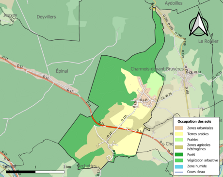 Carte en couleurs présentant l'occupation des sols.