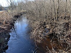 Rivière Mékinac du Nord from bridge P-03959,steel-wood, under embankment (1982),[12] rang Haut-du-Lac Nord