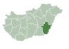 Map of Hungary highlighting Békés County