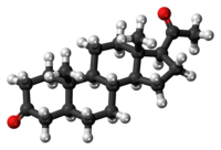 Ball-and-stick diagram of the same steroid