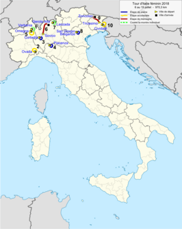 Routekaart van de Ronde van Italië voor vrouwen 2018