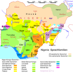 Поширення мови тарок (Tarok — на карті) в Нігерії