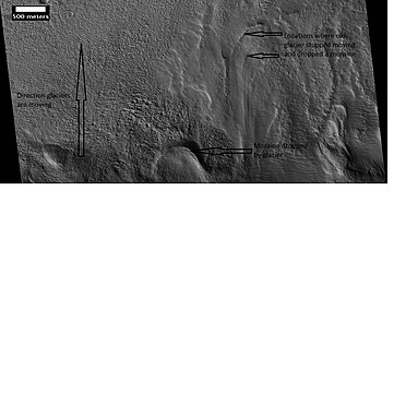 Remains of glaciers, as seen by HiRISE under the HiWish program