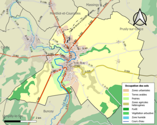 Carte en couleurs présentant l'occupation des sols.