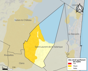 Carte des zones d'aléa retrait-gonflement des argiles.