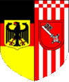 Wappen vun dat Landeskommando Bremen vun de Bundswehr. Dorup sünd dat lütt Wappen, de Bremer Flagg un de Bundesdeenstflagg vereent vereint.