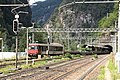 A car transport train arriving from Brig to Iselle di Trasquera