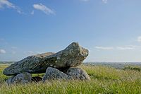 A Dolmen (chamber) at the Long barrow Troldkirken. [1] Author: Rinder