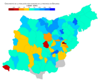 Crecimiento de la población por municipio entre 2008 y 2018