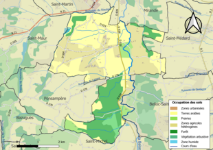 Carte en couleurs présentant l'occupation des sols.