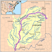 Indianápolis en un mapa del río Wabash