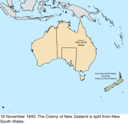 Map of British claims to Australia; for details, refer to adjacent text