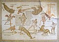 Magerius Mosaic: Mosaic from the 3rd century AD discovered in the village of Smirat, Tunisia, representing a hunt of wild beasts in the amphitheater, with lengthy written explanations