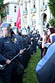 Police and protesters, Marine Recruiting protests