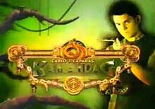 An image of Richard Gutierrez holding a snake, over a lime green background. The series title is displayed on the lower part of the image. The text "Carlo J. Caparas" is written above the series title.