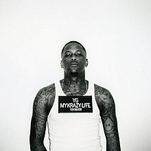 A mugshot image of YG in black and white while wearing a necklace with a mugshot sign reading "YG MY KRAZY LIFE 03192009".