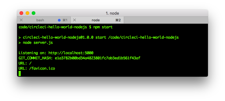 circleci-npm-start-localhost-terminal