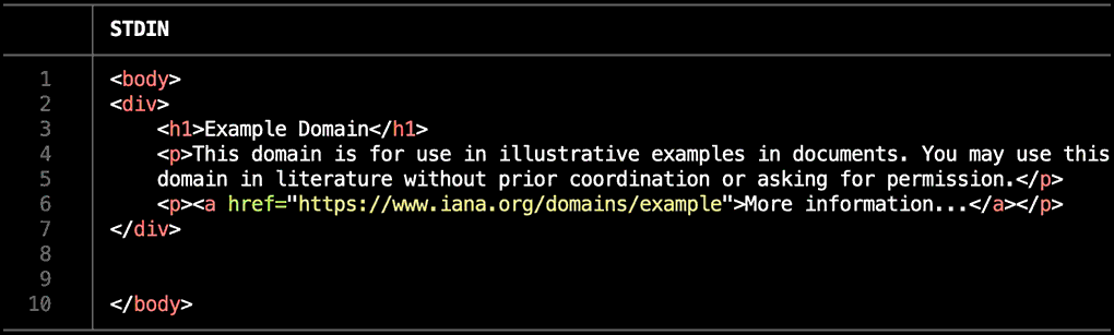 Syntax highlighted output