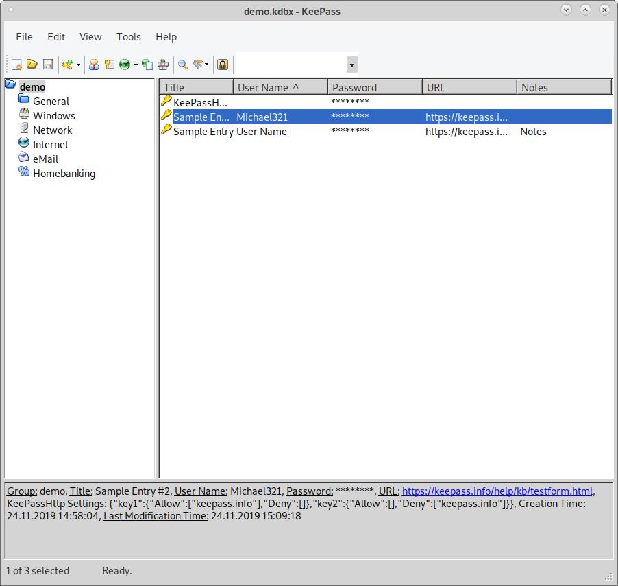 keepass demo screenshot2