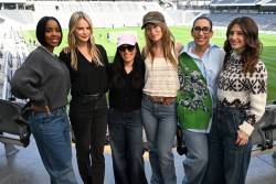 LOS ANGELES, CALIFORNIA - DECEMBER 03: (L-R) Kelly Rowland, Kelly Sawyer Patricof, Co-CEO, Baby2Baby, Ali Wong, Olivia Wilde, Whitney Alford and Norah Weinstein, Co-CEO, Baby2Baby attend the 2024 Baby2Baby Holiday Distribution Presented by FRAME & Nordstrom at BMO Stadium on December 03, 2024 in Los Angeles, California. (Photo by Michael Kovac/Getty Images for Baby2Baby)